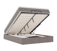 Yisssmeng Lit ottoman avec matelas et surmatelas 140 x 190 cm, lit de rangement avec fonction de levage hydraulique, lit rembourré avec matelas à ressorts ensachés, tissu taupe