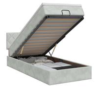 Yisssmeng Lit ottoman avec matelas et surmatelas 90 x 190 cm velours gris