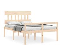 Yisssmeng Lit pour personnes âgées, 140 x 200 cm, en pin massif non traité, 45 cm, hauteur d'assise avec tête de lit, grand espace de rangement sous le cadre du lit, design rustique, pour chambre à