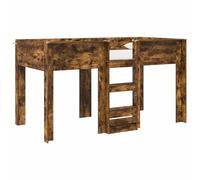 Yisssmeng Lit superposé 100 x 200 cm, lit superposé en bois de chêne fumé, cadre de lit stable sur deux niveaux pour frères et invités, dimensions 203 x 119 x 113,5 cm