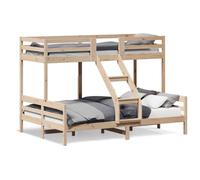 Yisssmeng Lit superposé 80 x 200/140 x 200 cm en pin massif non traité, 207 x 145,5 x 145 cm, avec garde-corps, peu encombrant, lit pour adolescent et lit familial, pour chambre à coucher, chambre