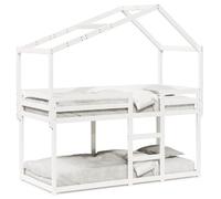 Yisssmeng Lit superposé avec toit blanc 75 x 190 cm en bois de pin massif, cadre de lit mezzanine sûr avec garde-corps, design peu encombrant, aspect moderne pour les petites chambres d'enfants