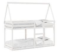 Yisssmeng Lit superposé avec toit, blanc, 80 x 200 cm, en pin massif, garde-corps de sécurité, design peu encombrant pour chambre d'enfant, chambre d'adolescent, chambre d'amis