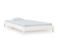 Yisssmeng Lit superposé blanc - 100 x 200 cm - Cadre de lit en pin massif - Lit superposé en bois peu encombrant - Empilable pour chambre d'amis et salon - Sommier à lattes inclus