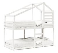 Yisssmeng Lit superposé, blanc, 90 x 190 cm, en bois de pin massif, design moderne, sûr et peu encombrant, pour chambre d'enfant, petites pièces
