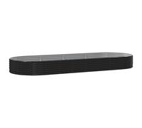 Yisssmeng Lit Surélevé Ovale Acier Galvanisé 373x140x36 cm Anthracite | Grand bac à fleurs pour cultiver légumes et herbes sur la terrasse ou dans le jardin familial.