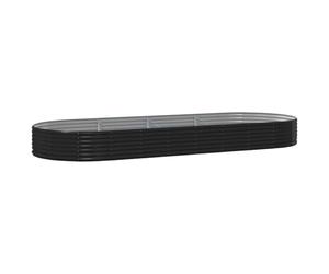 Yisssmeng Lit Surélevé Ovale Acier Galvanisé 373x140x36 cm Anthracite | Grand bac à fleurs pour cultiver légumes et herbes sur la terrasse ou dans le jardin familial.