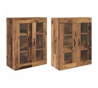 Yisssmeng Lot de 2 armoires murales en bois recyclé 69,5 x 34 x 90 cm - En matériau dérivé du bois avec portes en verre - Buffet moderne pour chambre à coucher, couloir, salon - Commode peu