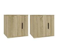 Yisssmeng Lot de 2 armoires TV murales en chêne Sonoma - 40 x 34,5 x 40 cm - Design moderne - Charge maximale : 60 kg - Peu encombrant - Pour salon, chambre à coucher, couloir