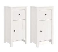 Yisssmeng Lot de 2 buffets blancs, commodes en pin massif, armoire d'appoint avec espace de rangement, 40 x 35 x 80 cm, buffet polyvalent pour salon et couloir
