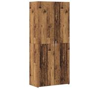 Yisssmeng Lot de 2 Buffets Hauts Meuble Rangement Bois Ancien 80x42x185 cm | Ensemble de 2 grands meubles colonnes polyvalents en bois d'ingénierie marron pour structurer le salon ou le bureau.