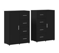 Yisssmeng Lot de 2 buffets noirs 60 x 31 x 84 cm en matériau dérivé du bois, design moderne, charge maximale de 72 kg par pièce, miracle de rangement pour salon, couloir, chambre à coucher