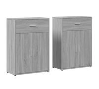 Yisssmeng Lot de 2 Buffets Sonoma Gris 60x30x84 cm Bois d'Ingénierie | Meuble de rangement polyvalent pour salon ou entrée, offrant des étagères pratiques et une capacité de charge de 75 kg.