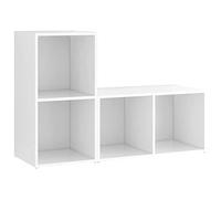 Yisssmeng Lot de 2 buffets TV - Blanc - 72 x 35 x 36,5 cm - En matériau dérivé du bois - Peu encombrant - Avec 2 compartiments - Design moderne réversible - Pour salon, chambre à coucher, bureau
