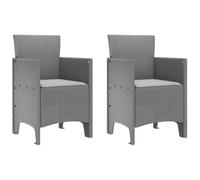 Yisssmeng Lot de 2 chaises de jardin gris clair 53 x 49 x 85 cm en polypropylène robuste avec design moderne et matériau résistant aux UV pour balcon, terrasse et salon d'extérieur