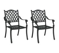 Yisssmeng Lot de 2 chaises de jardin, noires, 56 x 55 x 92,5 cm, en aluminium robuste, avec accoudoirs en bois vintage, stables et résistantes aux intempéries, peu encombrantes, pour balcon, terrasse