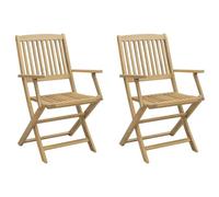Yisssmeng Lot de 2 chaises de jardin pliables 54 x 61 x 88 cm en bois d'acacia massif - Design moderne à lattes - Charge maximale : 110 kg - Peu encombrante - Pour balcon, terrasse, jardin