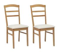 Yisssmeng Lot de 2 chaises de salle à manger, en bois d'hévéa massif, 43 x 44,5 x 77 cm, look vintage, avec coussin d'assise rembourré, finition naturelle claire, robustes et durables, pour salle à