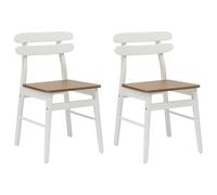 Yisssmeng Lot de 2 chaises de salle à manger vintage en bois de caoutchouc massif blanc et naturel 43,5 x 44,5 x 77,5 cm Stable jusqu'à 160 kg Rembourrage confortable pour cuisine, salle à manger