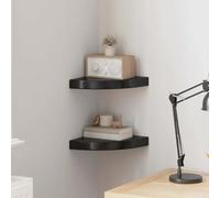 Yisssmeng Lot de 2 étagères d'angle flottantes en MDF nid d'abeille robuste - Noir brillant - 25 x 25 x 3,8 cm - Montage invisible - Charge maximale 5 kg - Design moderne pour salon, couloir, chambre