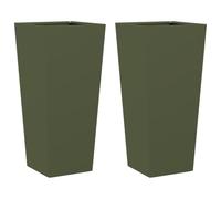 Yisssmeng Lot de 2 Jardinières Hautes enAcier Vert Olive 35x35x75 cm