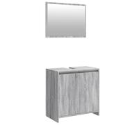 Yisssmeng Lot de 2 meubles de salle de bain gris Sonoma - Meuble sous lavabo avec miroir - Armoire de salle de bain en bois - Design compact pour votre salle de bain 60 x 33 x 61 cm