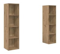 Yisssmeng Lot de 2 meubles TV bas - Marron - 37 x 37 x 142,5 cm - En bois - Montage mural - Design moderne avec étagère - Pour salon, bureau à domicile