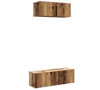 Yisssmeng Lot de 2 Meubles TV Muraux Bois d'Ingénierie Vieux Bois | Double meuble de rangement flottant pour salon, idéal pour suspendre décodeur et objets déco au séjour.