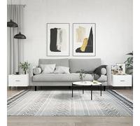 Yisssmeng Lot de 2 tables basses en bois - Blanc - 50 x 50 x 40 cm - Avec tiroir et pieds en fer - Table d'appoint moderne et peu encombrante - Duo pour petit salon, chambre à coucher, couloir