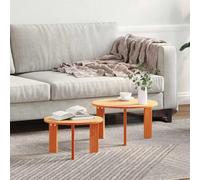 Yisssmeng Lot de 2 tables basses en bois de pin massif marron ciré 47,5 x 47,5 x 27 cm - Table d'appoint moderne Duo avec fonction nidification - Peu encombrante - Pour petit salon, appartement et