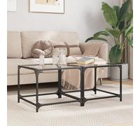 Yisssmeng Lot de 2 tables basses transparentes 50 x 50 x 40 cm en acier et verre, design moderne, robuste et facile d'entretien, petite table d'appoint pour salon, chambre à coucher et plus encore