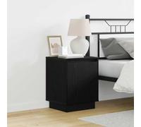 Yisssmeng Lot de 2 tables de chevet aspect chêne noir, 39 x 34,5 x 50 cm, avec USB + LED, porte à charnière, espace de rangement