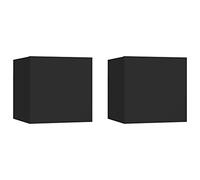 Yisssmeng Lot de 2 tables de chevet en bois - Noir - 30,5 x 30 x 30 cm - Montage mural - Avec rabat gauche/droite - Mini armoire d'appoint moderne pour chambre à coucher, salon, couloir