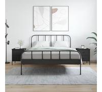 Yisssmeng Lot de 2 tables de chevet - Noir - 40 x 42 x 50 cm - Table de chevet industrielle avec 2 tiroirs en bois et cadre en fer - Pieds réglables - Pour chambre à coucher et lit à sommier tapissier