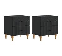 Yisssmeng Lot de 2 tables de chevet noires avec 2 tiroirs, 43 x 34,5 x 48 cm, table d'appoint moderne en bois pour chambre à coucher, commode élégante au design rayé