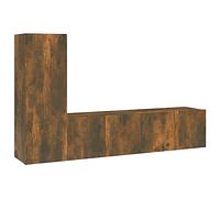 Yisssmeng Lot de 3 meubles TV bas en bois de chêne fumé 60/60/30 cm et 30 x 30 x 90 cm, design moderne avec espace de rangement, montage mural, pour salon, bureau, couloir