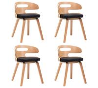 Yisssmeng Lot de 4 chaises de salle à manger, en bois d'ébug noir, en cuir synthétique, 48 x 49 x 68 cm, design moderne, rembourrage confortable, cadre durable pour cuisine, salle à manger, salon