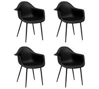 Yisssmeng Lot de 4 chaises de salle à manger, noires, 64 x 59 x 84 cm, en polypropylène robuste et pieds en métal, design ergonomique, charge maximale 110 kg, lignes épurées pour cuisine, salle à