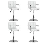 Yisssmeng Lot de 4 chaises de salle à manger pivotantes en cuir synthétique blanc - Cadre en acier chromé - Hauteur réglable de 71 à 85,5 cm - Grande assise de 40 cm - Design moderne pour salle à