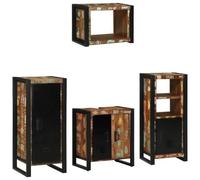 Yisssmeng Lot de 4 meubles de salle de bain en bois massif recy esign industriel, avec étagères et portes pour salle de bain