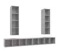 Yisssmeng Lot de 4 meubles TV bas gris béton 37 x 37 x 142,5 cm, à suspendre au mur ou à poser, design moderne avec beaucoup d'espace de rangement, support TV pour salon, chambre à coucher, bureau
