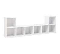 Yisssmeng Lot de 4 meubles TV blancs - Dimensions : 72 x 35 x 36,5 cm - En bois - Meuble bas moderne avec 2 compartiments - Peu encombrant et réversible - Meuble TV pour salon, chambre à coucher