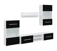 Yisssmeng Lot de 5 meubles de salon bas LED en bois noir mat 120 x 39,5 x 34 cm Peu encombrant
