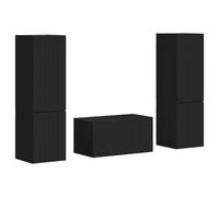 Yisssmeng Lot de 5 meubles TV bas en bois - Noir - 31 x 30 x 60 cm - Design moderne avec étagères murales variables - Passage de câbles en continu - Pour salon, bureau, couloir