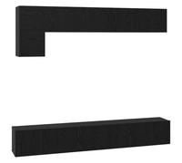 Yisssmeng Lot de 5 meubles TV - Montage mural - Aspect chêne noir - Système d'armoire suspendue moderne pour salon - Meuble bas en bois