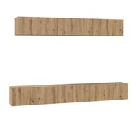 Yisssmeng Lot de 5 meubles TV muraux en bois de chêne artisanal, 100 x 30 x 30 cm, meuble bas moderne avec portes à charnières, étagère de rangement, meuble TV pour salon, chambre à coucher, bureau