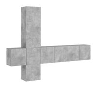 Yisssmeng Lot de 5 pièces mur de salon en bois composite gris béton avec espace de rangement, design moderne et robustesse pour salon, couloir et chambre à coucher