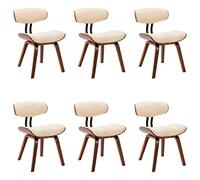 Yisssmeng Lot de 6 chaises de salle à manger en bois courbé et cuir synthétique crème 51,5 x 54 x 78 cm Design moderne robuste et confortable pour cuisine, salon, salle à manger