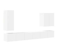 Yisssmeng Lot de 6 étagères murales pour TV - Blanc - 78,5 x 30 x 29,5 cm - Meuble bas moderne avec 12 étagères et 9 portes pivotantes - Durable et peu encombrant - Convient pour salon, cuisine