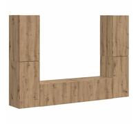 Yisssmeng Lot de 6 meubles TV bas en chêne artisanal - 31 x 30 x 60 cm - Buffet moderne avec passe-câble LED USB - Espace de rangement pour salon, chambre à coucher, couloir